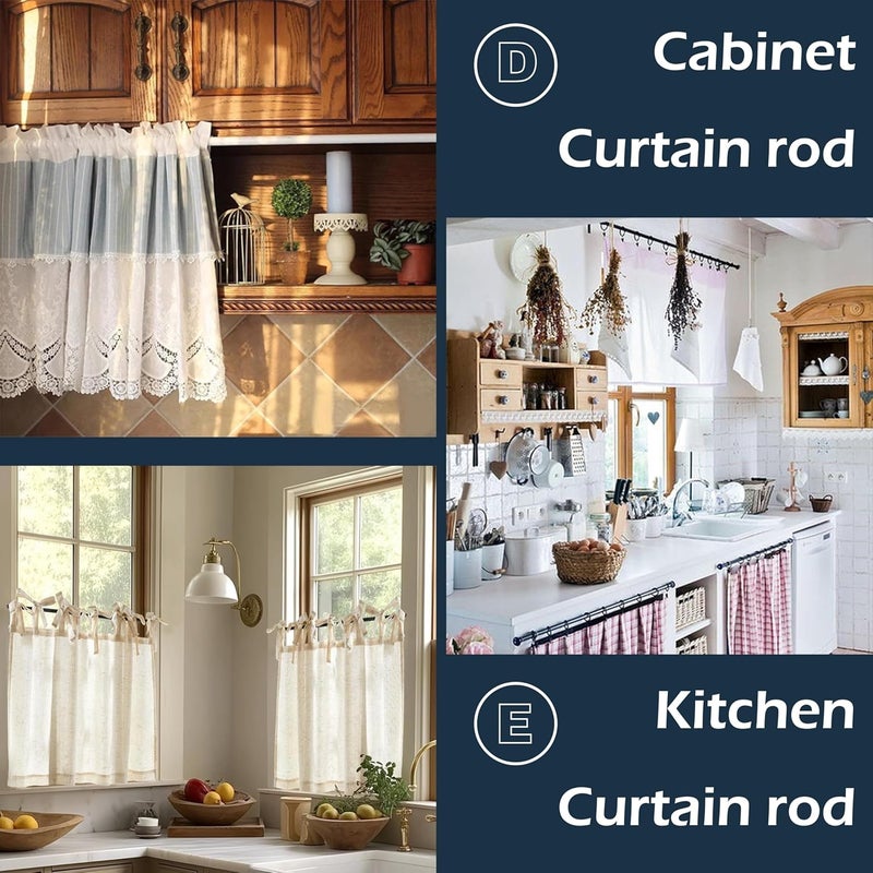 ARNORX 3/8 Inch Tier Curtain Rod 2-Pack, Adjustable French Door & Sash Window Curtain Rod 16–28 Inch, Self-Adhesive or Screw Mount, Satin Nickel – for Kitchen Window, Cabinet, Shelf, Storage Room - Image 5
